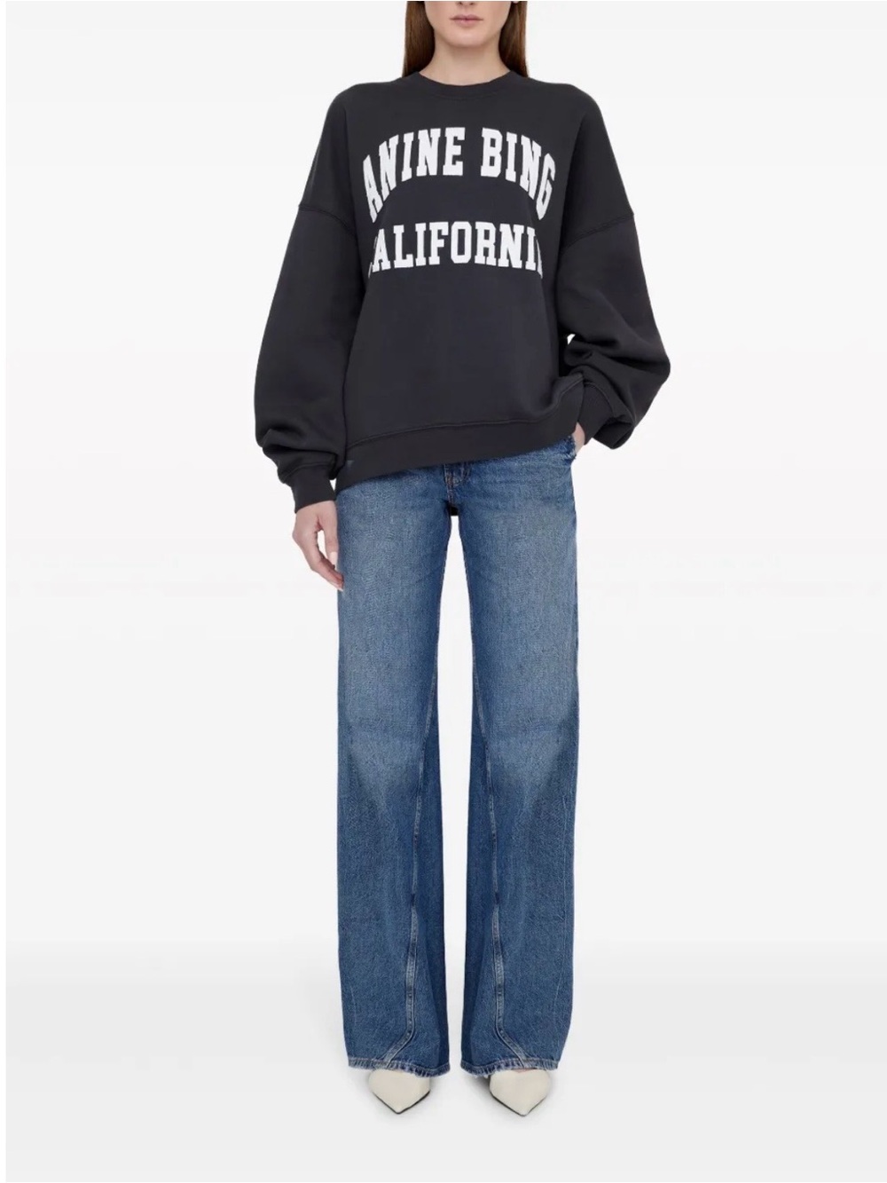Anine Bing California Logo Sweatshirt - Black/grey wash